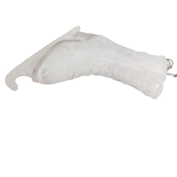 GLASS FIGURE SKATE ORNAMENT WITH SILVER GLITTER - Picture 8 of 13